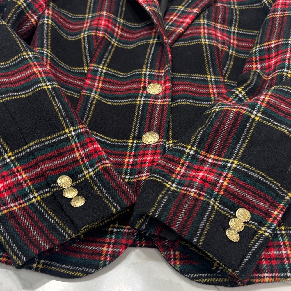 J. Crew Black Plaid Blazer with Red and Cream Accents - Picture 16 of 16